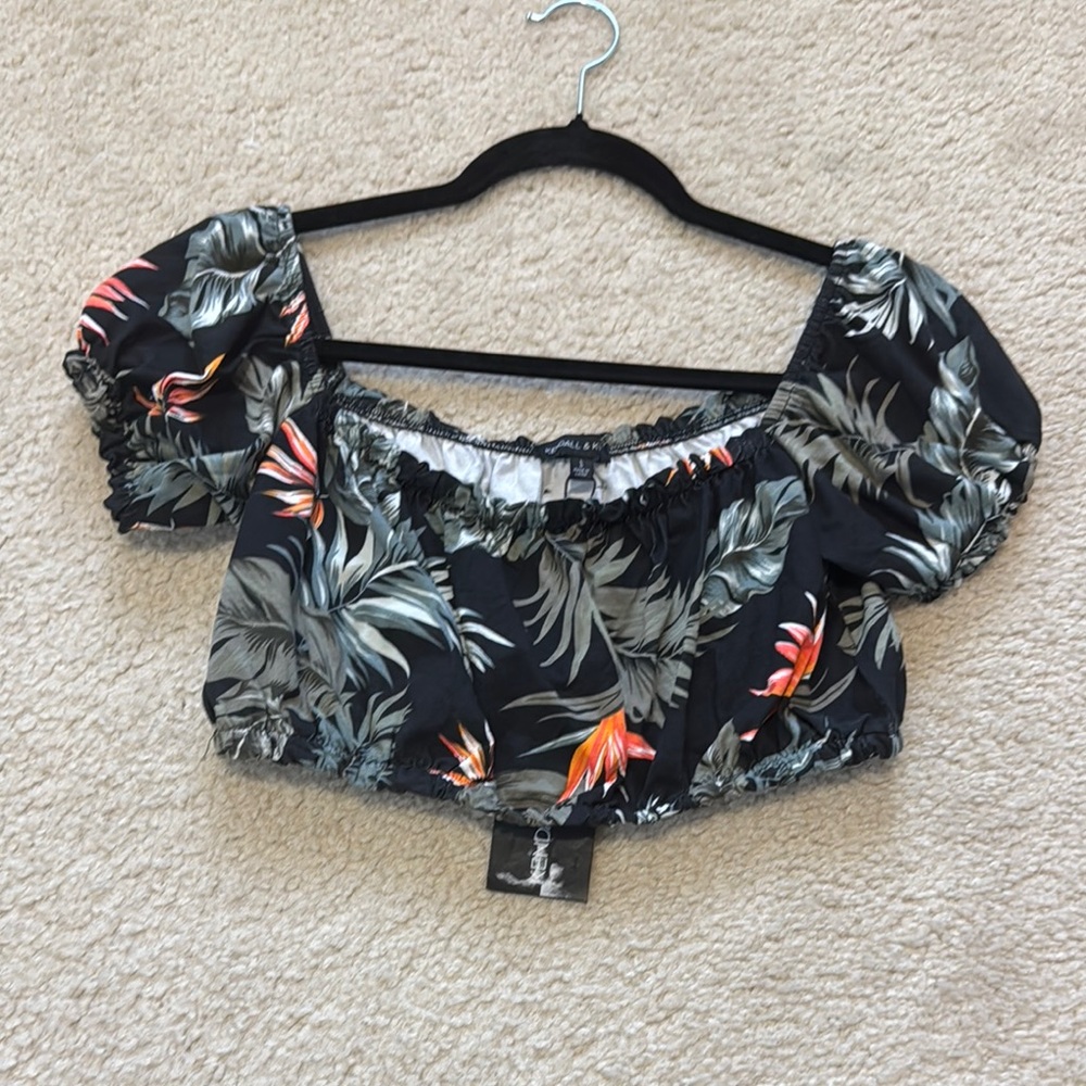 NWT Off Shoulder Cropped Floral Top  - Large but runs small